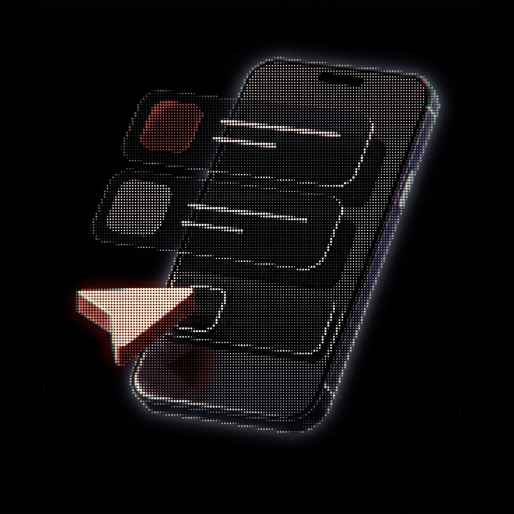 Téléphone avec message en cours d'effacement · dot-matrix